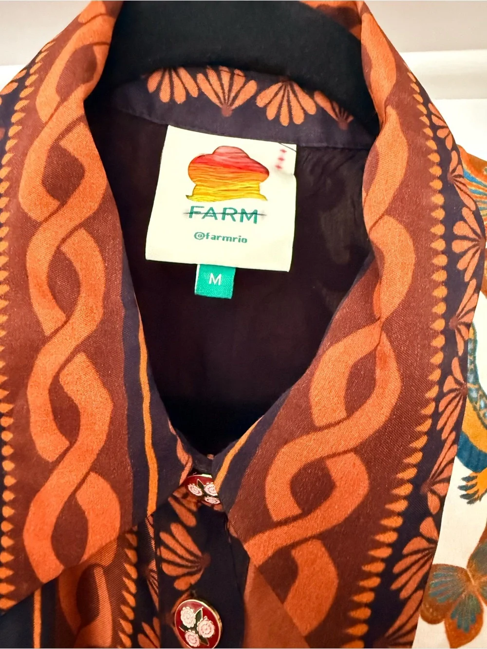 NWOT FARM Rio Miranda Mix Print Midi Dress - Picture 10 of 14